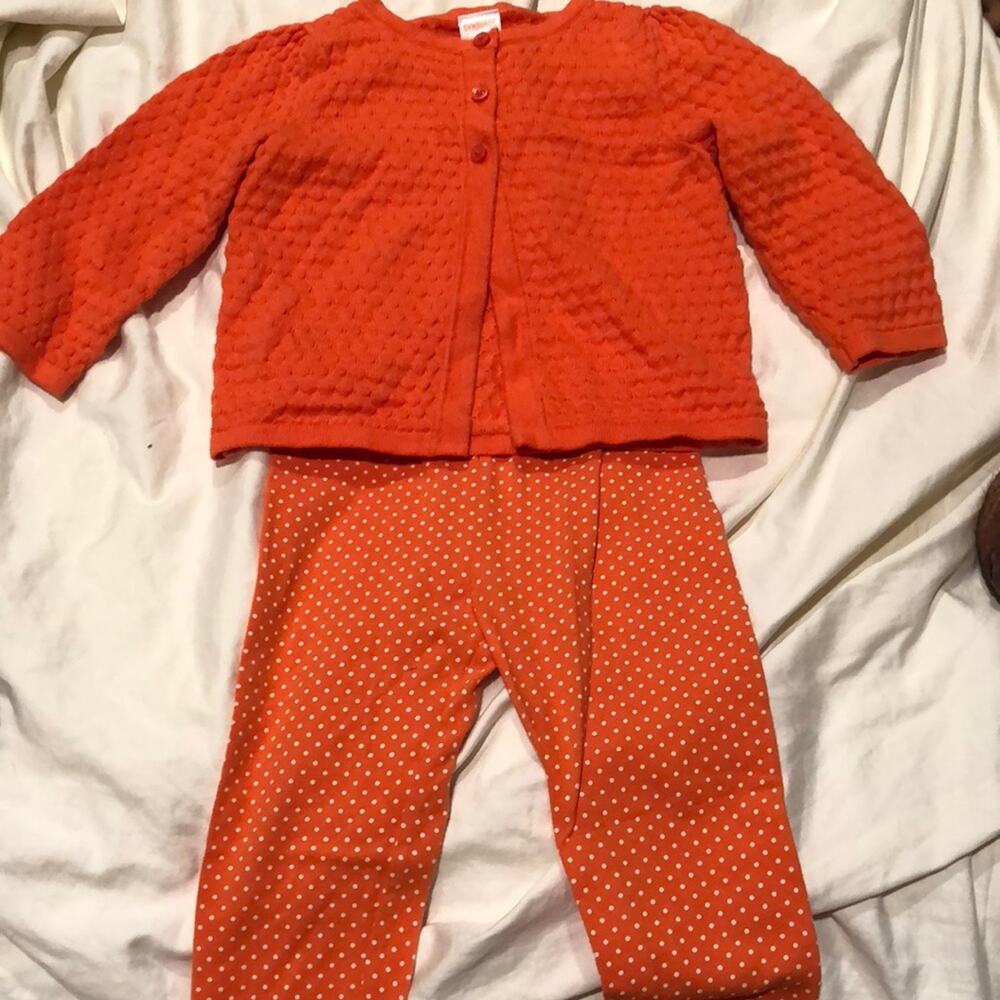 Gymboree 18-24 Orange sweater legging set worn 1